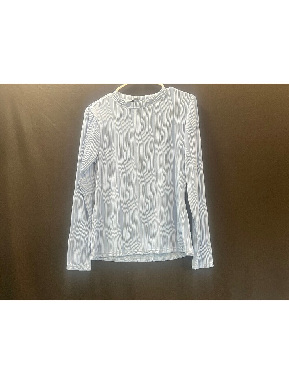 NWT PRETTYGARDEN Women Medium Blue White Stripe Long Sleeve Blouse